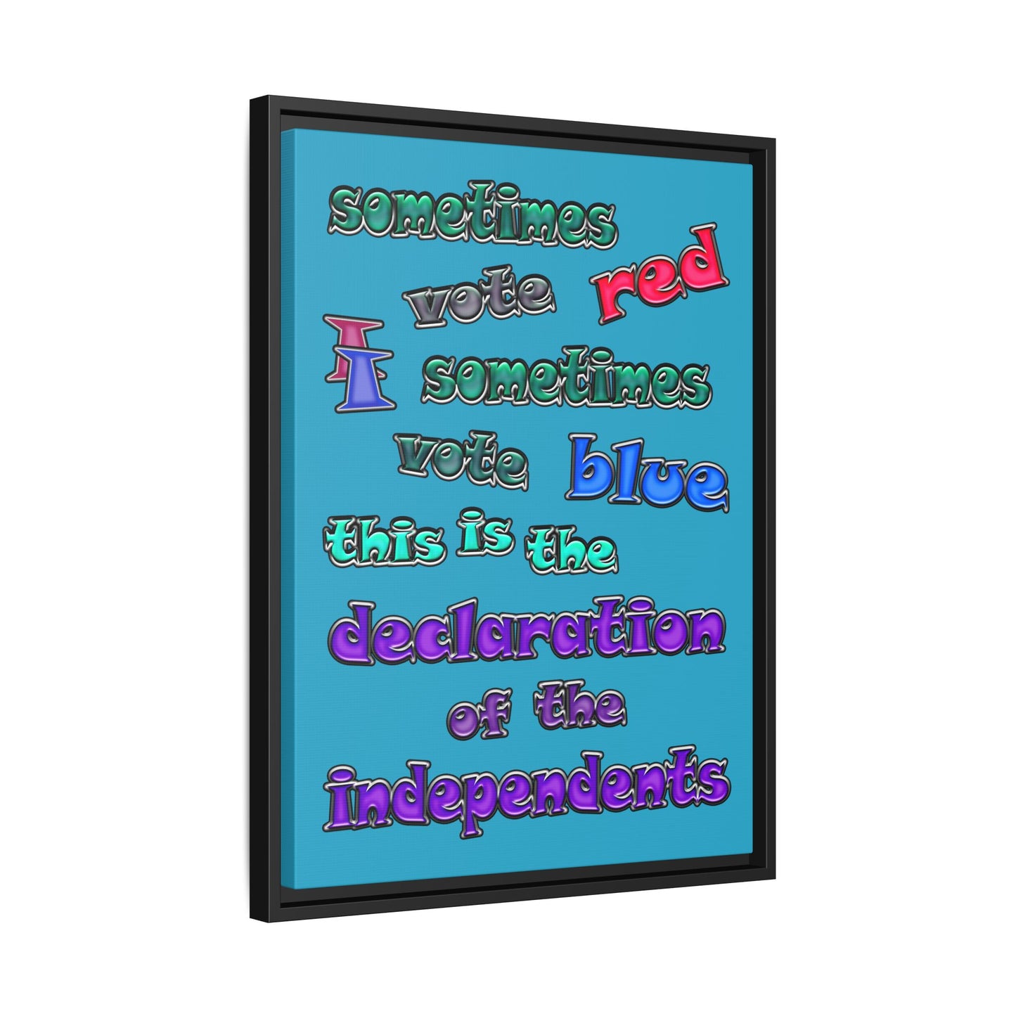 declaration of the independents - framed canvas art (turquoise)