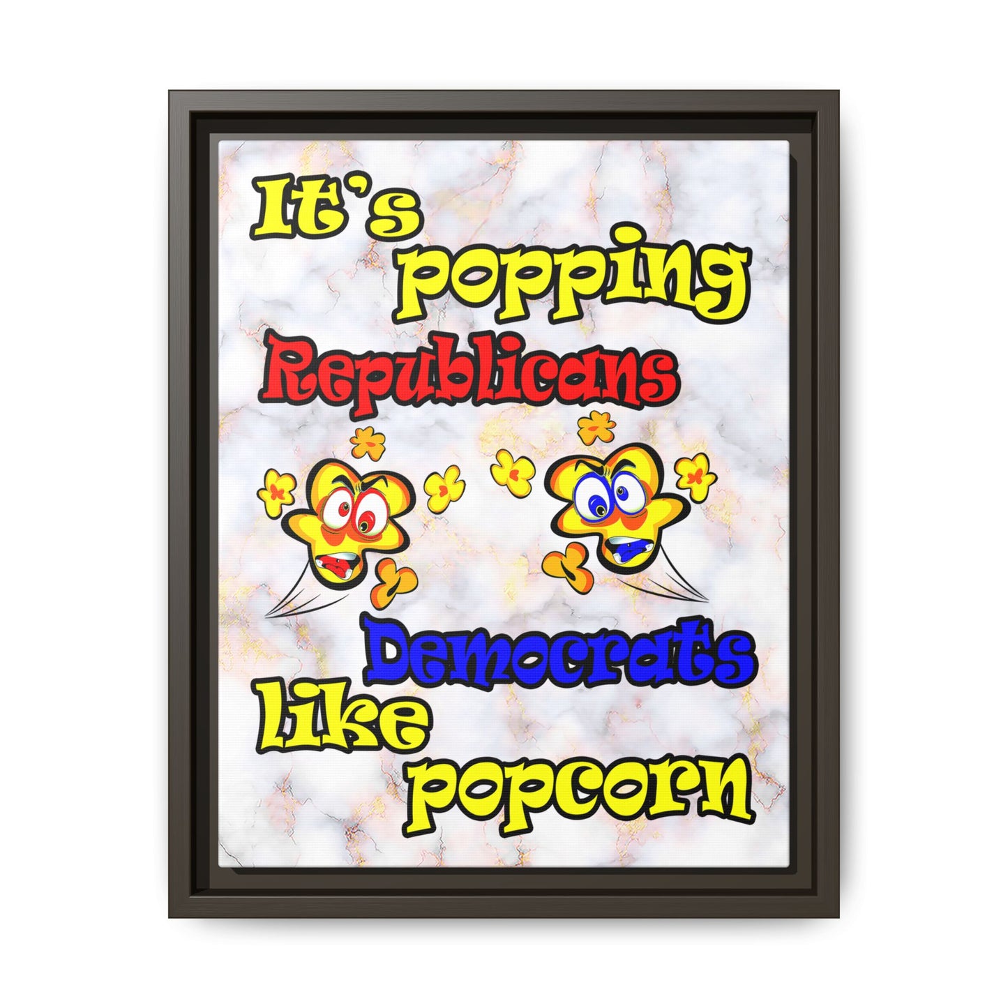 popping like popcorn - framed canvas art (white marble)