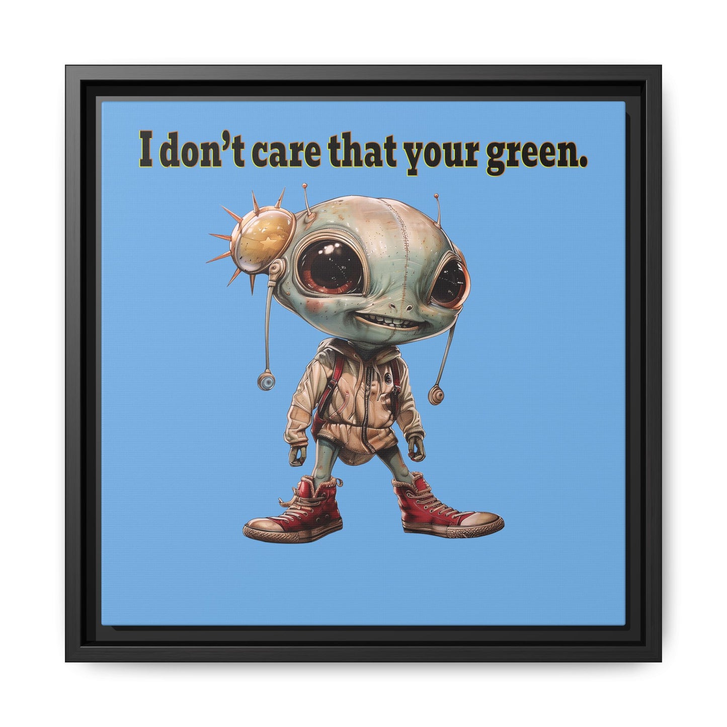 I don't care that your green - framed canvas art (light blue)