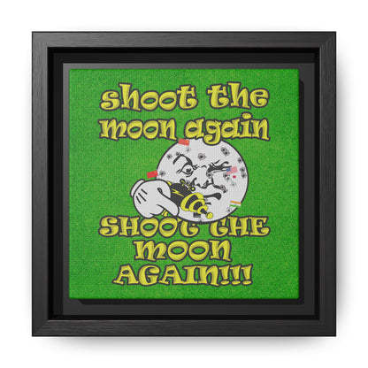 shoot the moon again - framed canvas art (green turf)