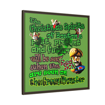 christmas spirits of boston - framed canvas art (green)