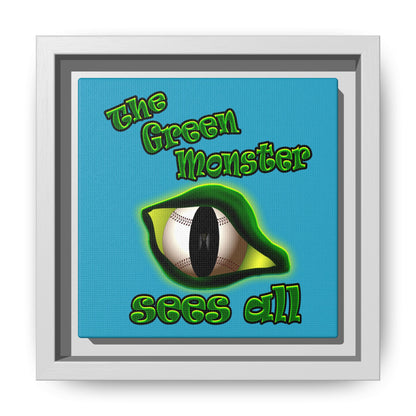 green monster - framed canvas art (turquoise)