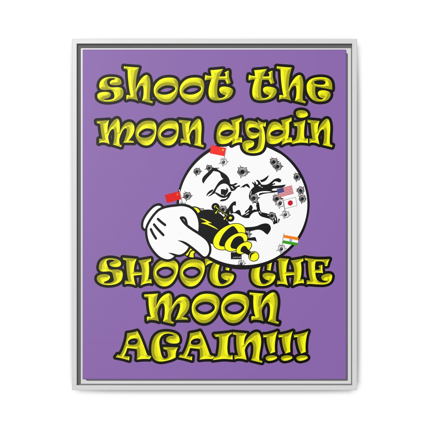shoot the moon again - framed canvas art (light purple)