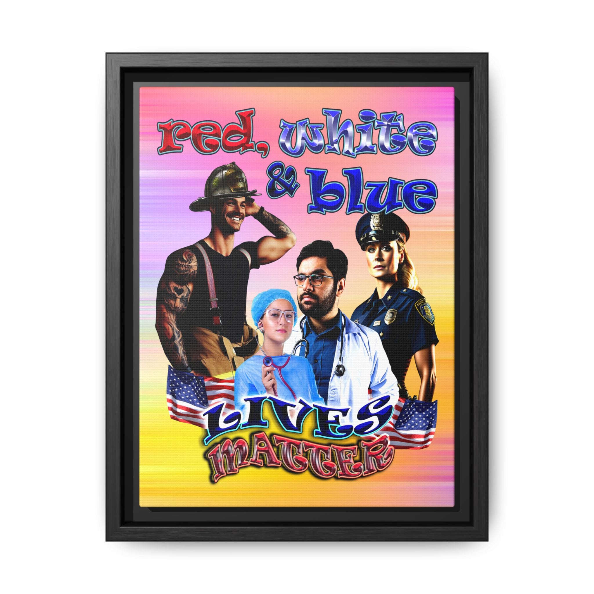 rw&b lives matter - framed canvas art (color blur)