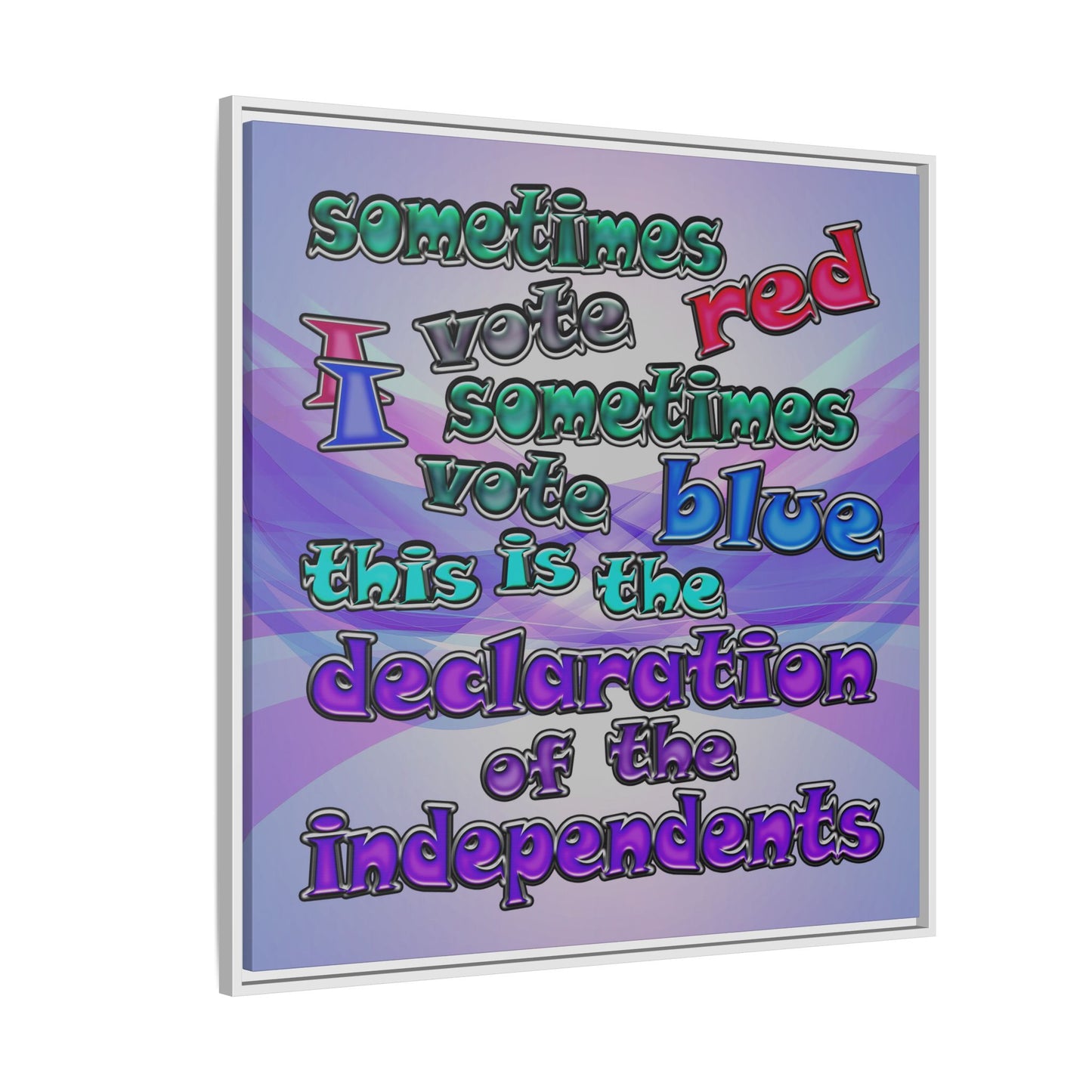 declaration of the independents - framed canvas art (light blue-pink wave)