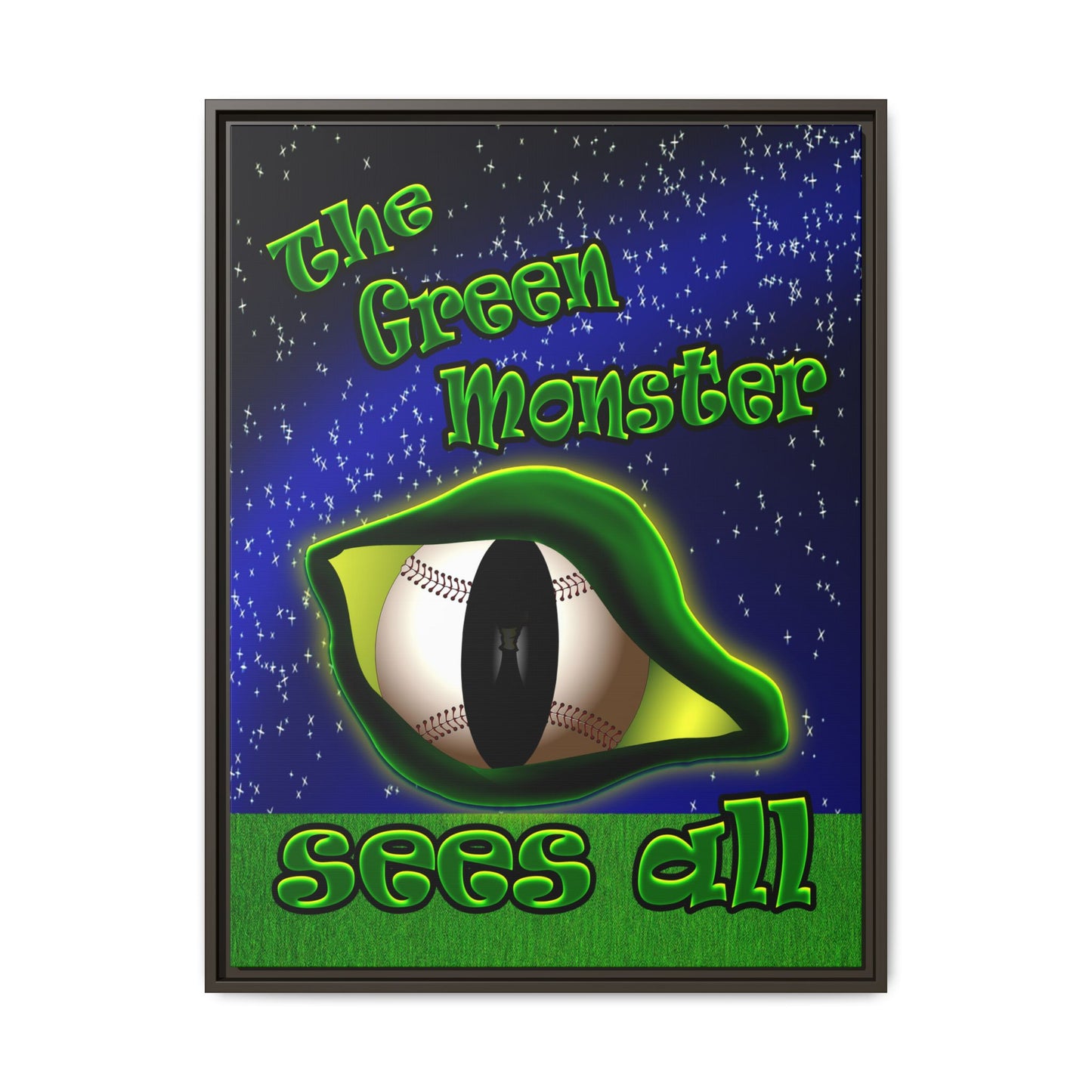 green monster - framed canvas art ('snoops' background)