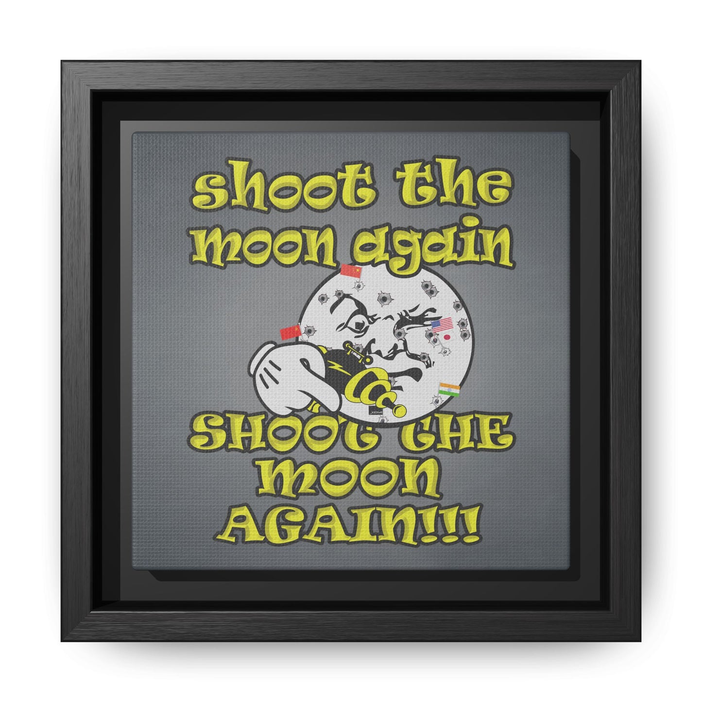 shoot the moon again - framed canvas art (grey-light grey)