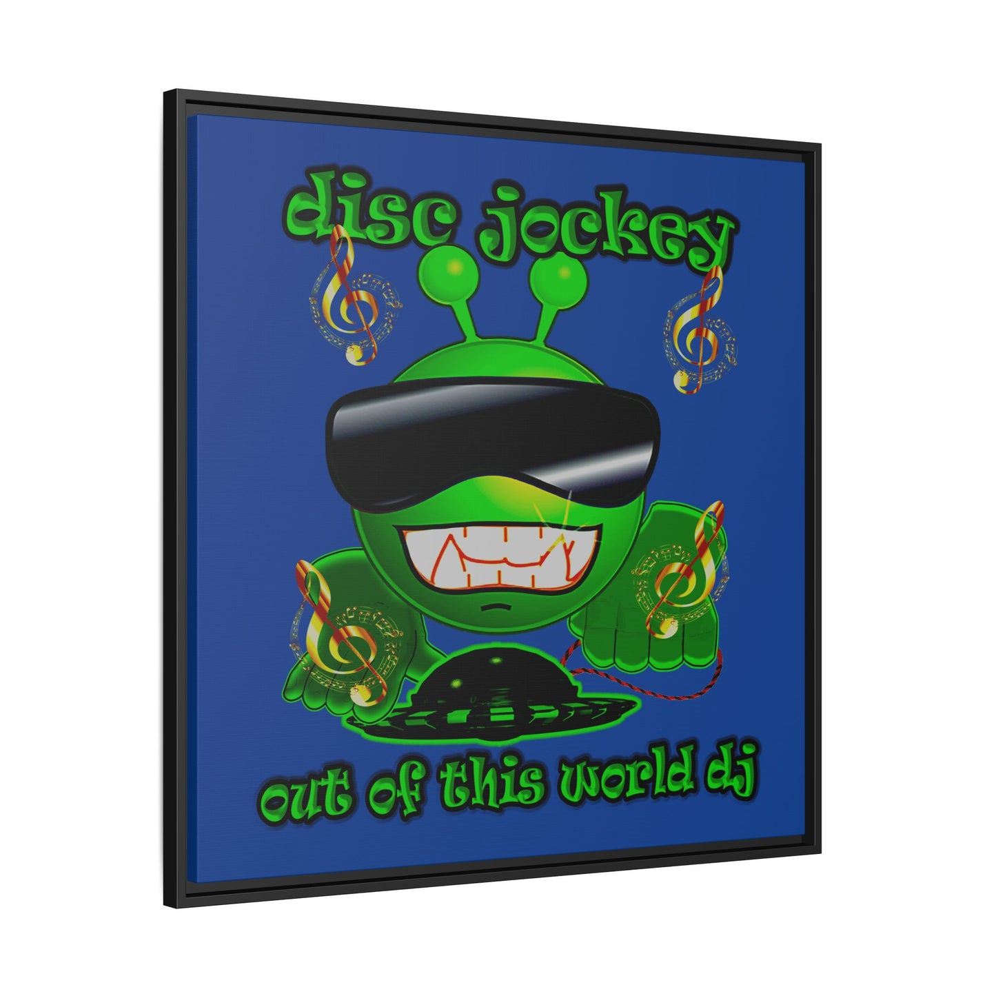 disc jockey - framed canvas art (dark blue)