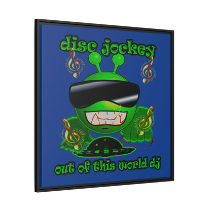 disc jockey - framed canvas art (dark blue)