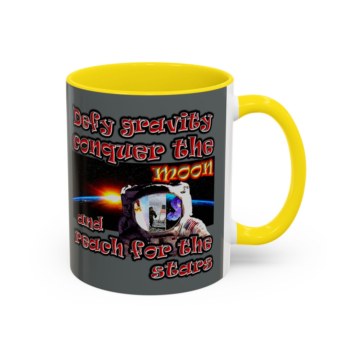 defy conquer reach - Accent Mug (dark grey)