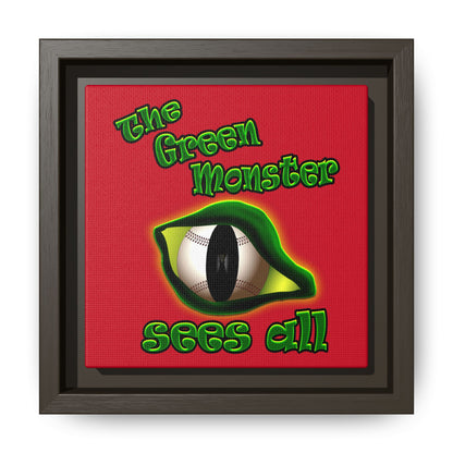 green monster - framed canvas art (dark red)