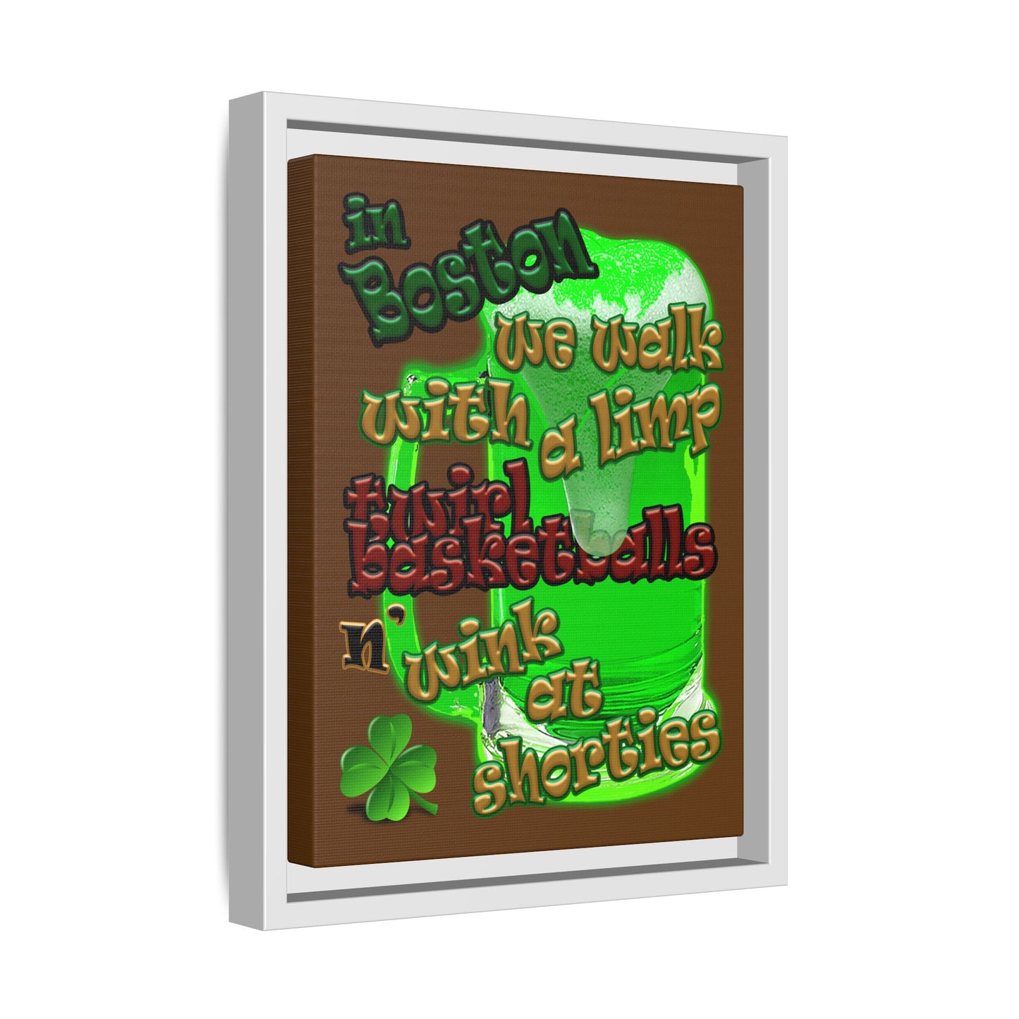 celtics logo - framed canvas art (brown)