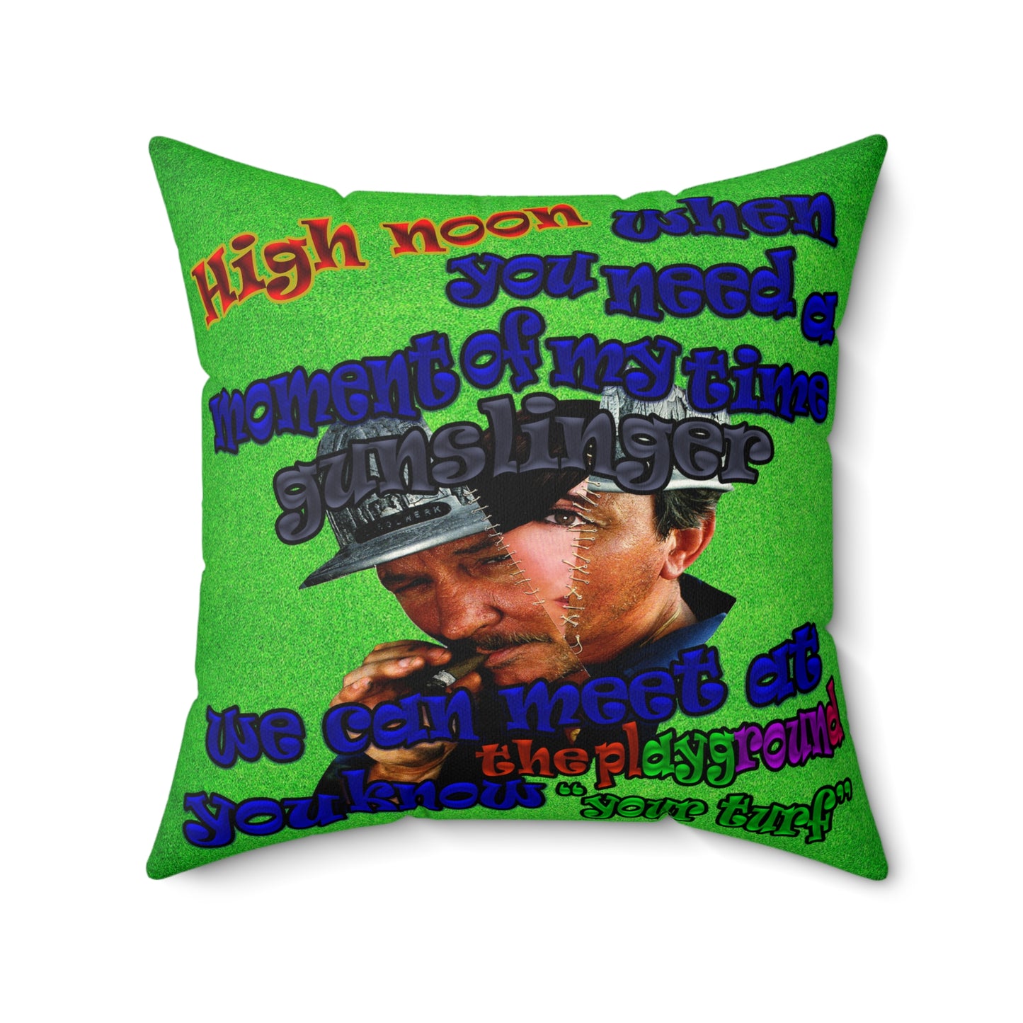 high noon - Spun Polyester Square Pillow - (green turf)