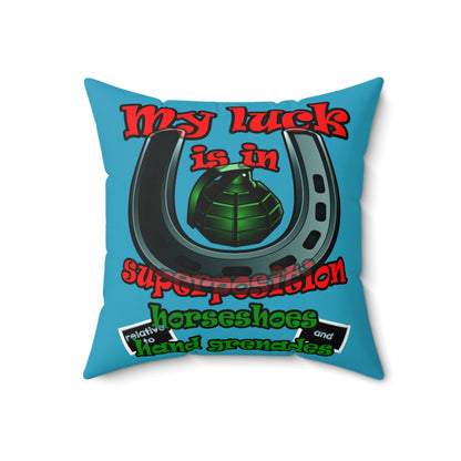 my luck - Faux Suede Square Pillow - (turquoise)
