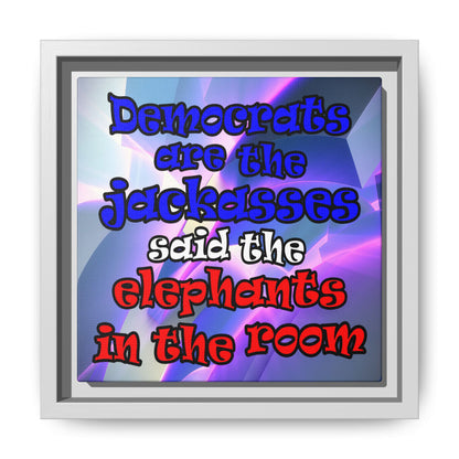 donkeys and elephants - framed canvas art (grey-pink wave)