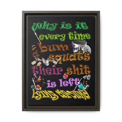 the bum's shit - framed canvas art (black)