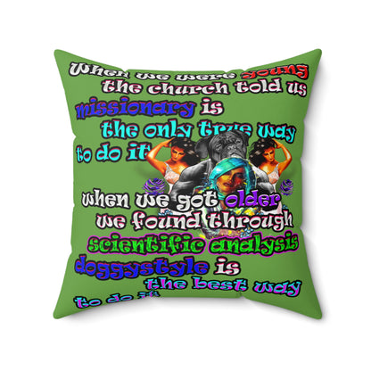 doggystyle - Spun Polyester Square Pillow - (green)