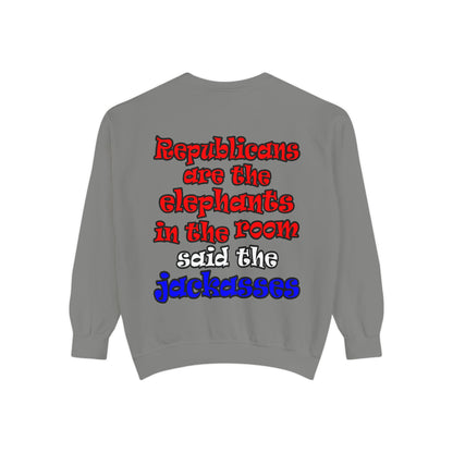 donkeys and elephants - Unisex Garment-Dyed Sweatshirt