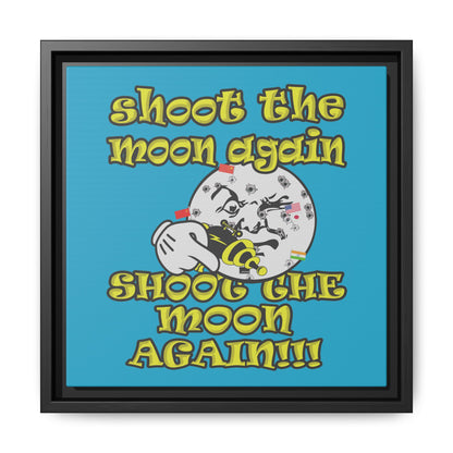 shoot the moon again - framed canvas art (turquoise)