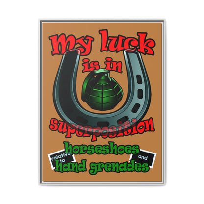 my luck - framed canvas art (light brown)