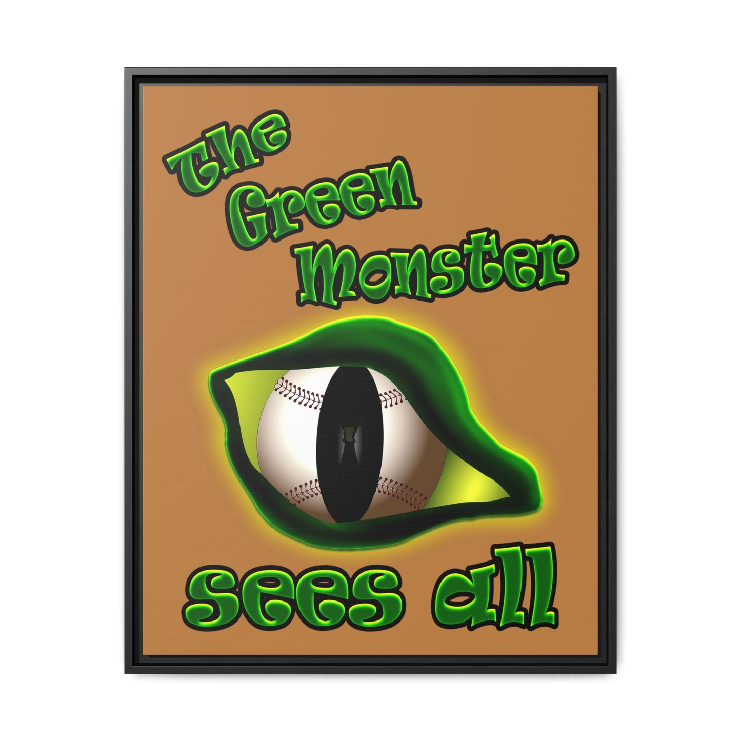 green monster - framed canvas art (light brown)