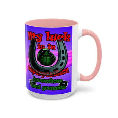 my luck - Accent Mug (purple-pink wave)