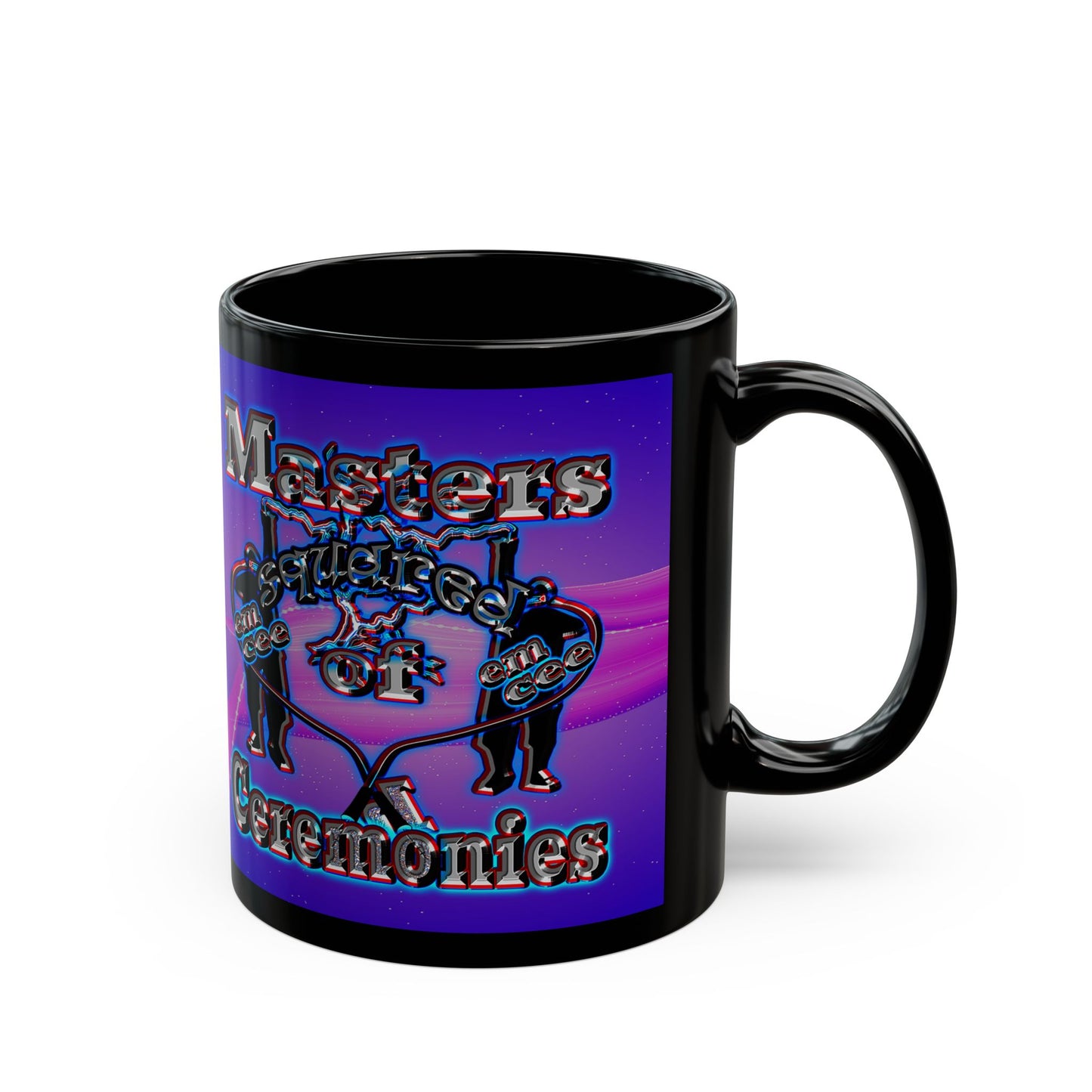 em cee squared - Black Mug (purple-pink wave)