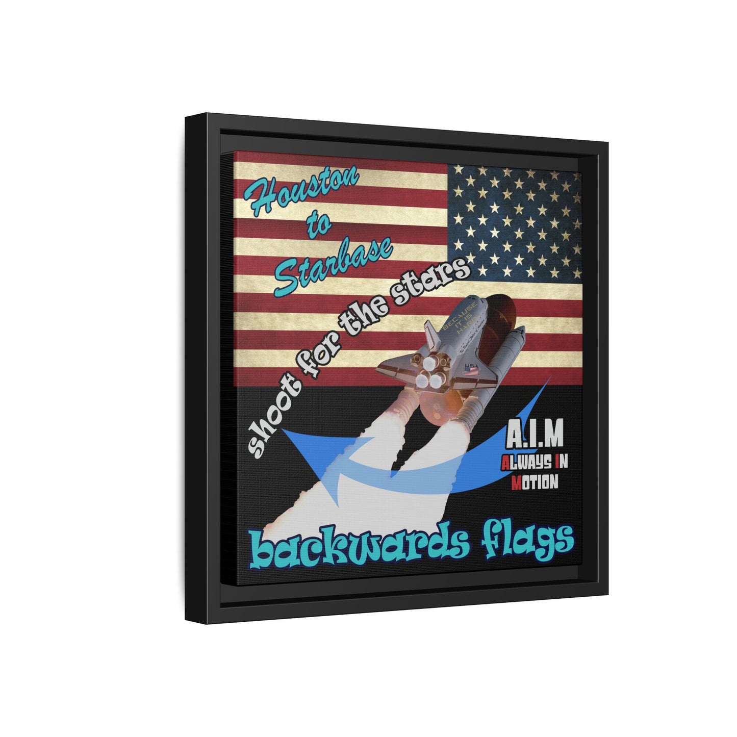 shoot for the stars - framed canvas art (black)