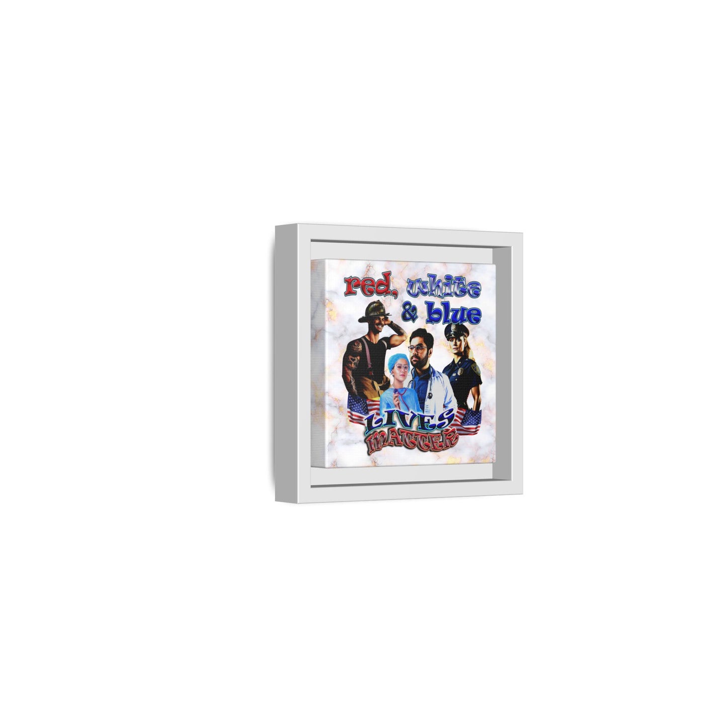 rw&b lives matter - framed canvas art (white marble)