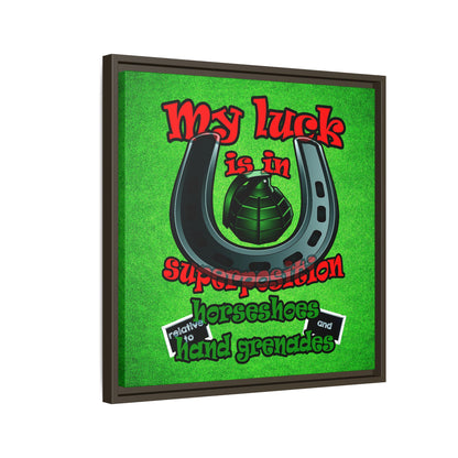 my luck - framed canvas art (green turf)