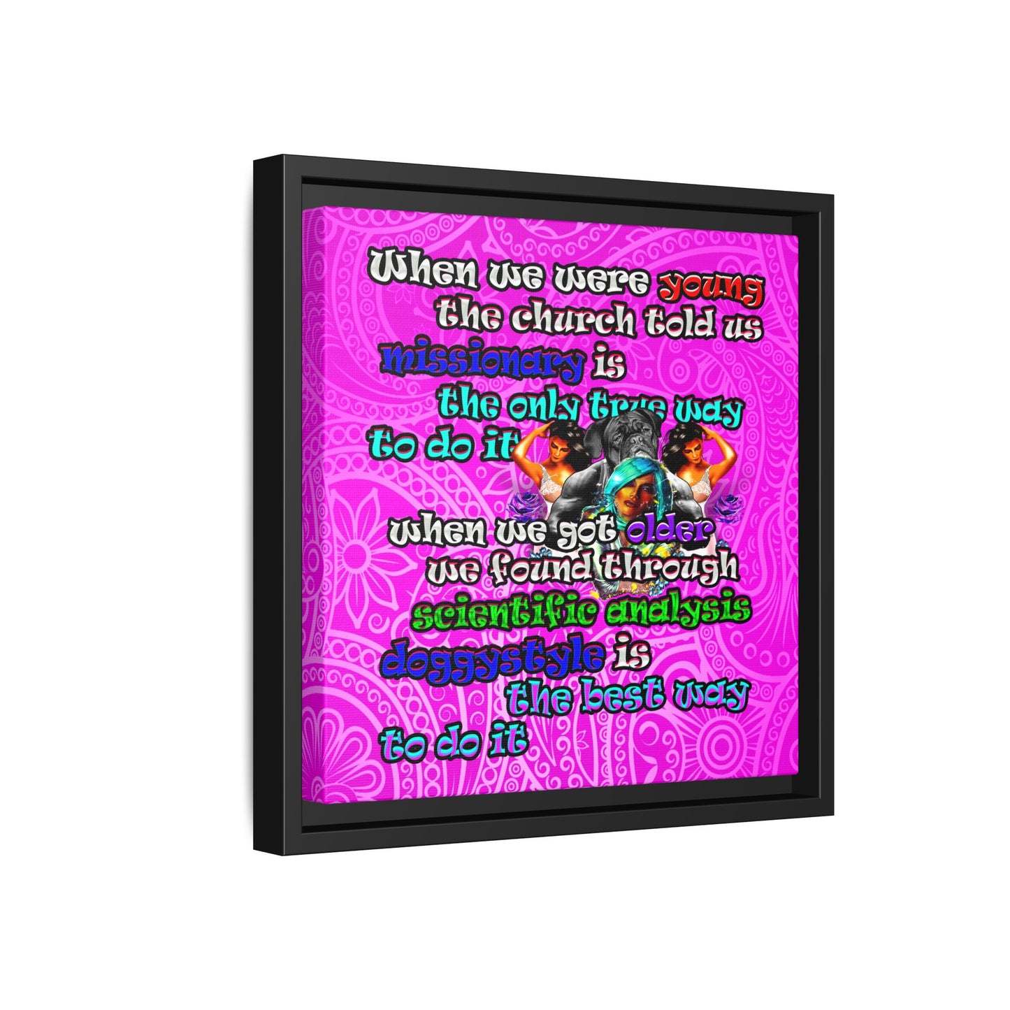 doggystyle - framed canvas art (pink swirl)