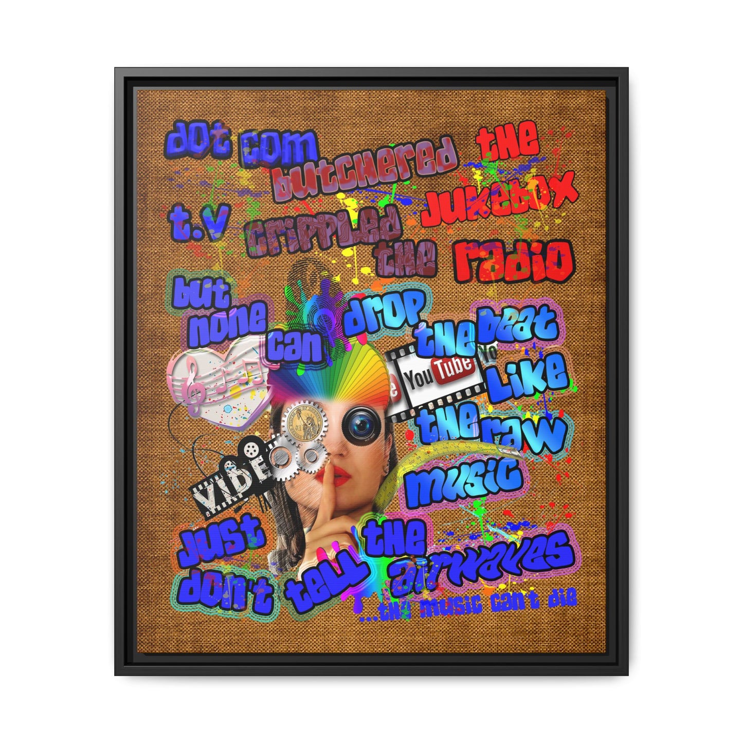 drop the beat - framed canvas art (brown papyrus)