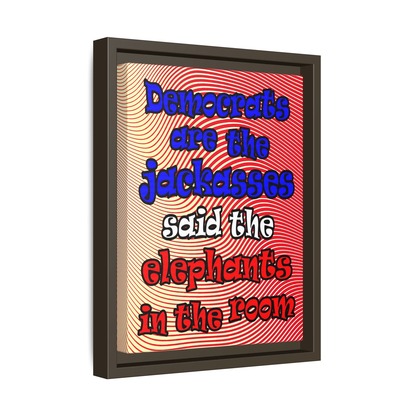 donkeys and elephants - framed canvas art (yellow-orange wave)