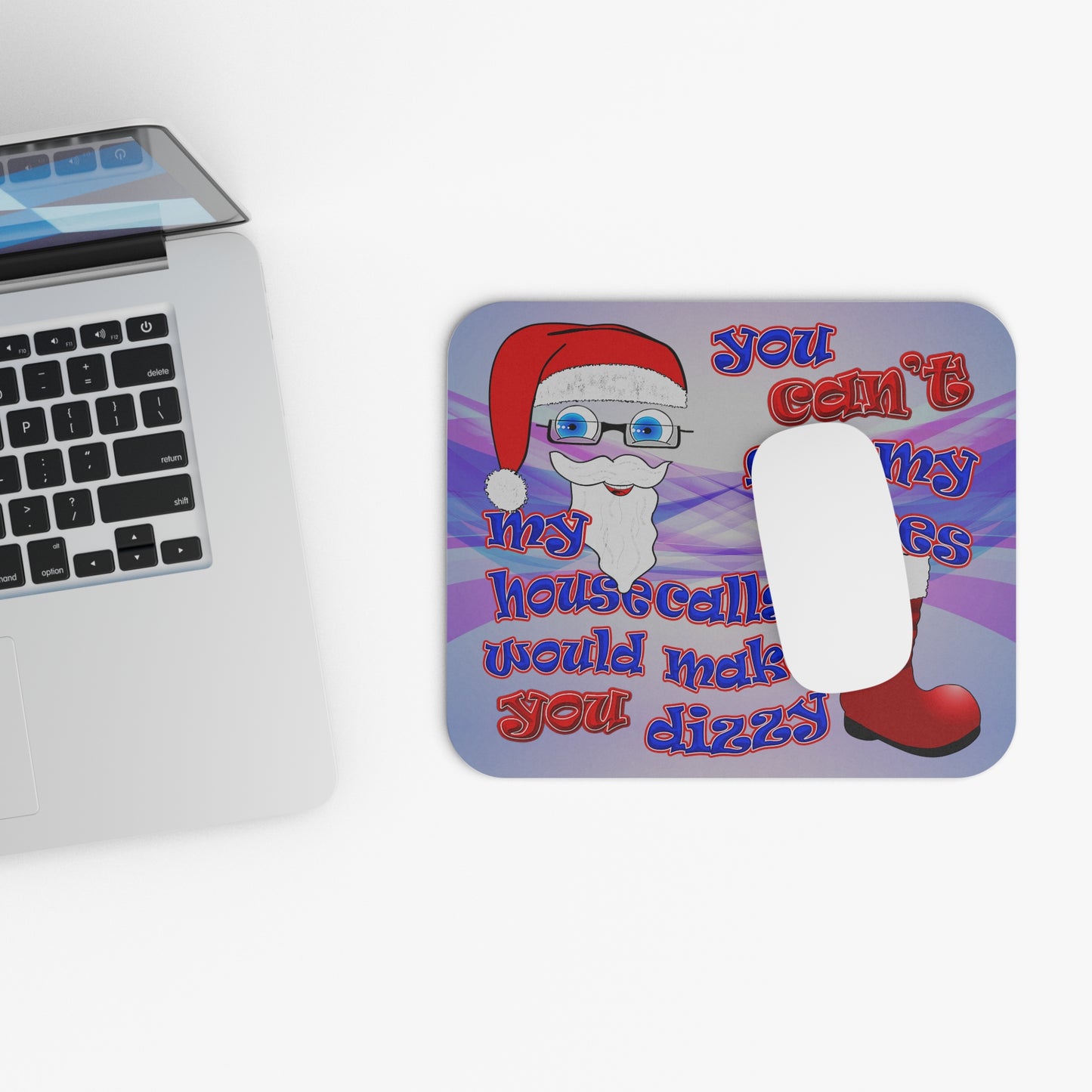 santa's shoes - Mouse Pad (Rectangle) (light blue-pink wave)