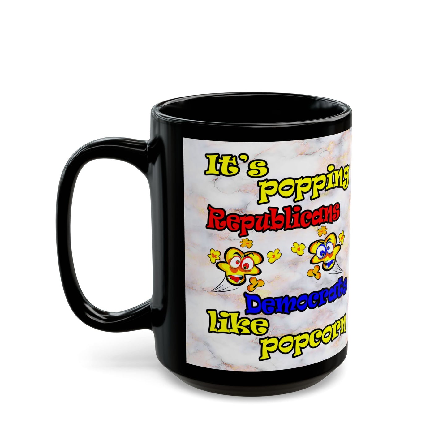popping like popcorn - Black Mug (white marble)
