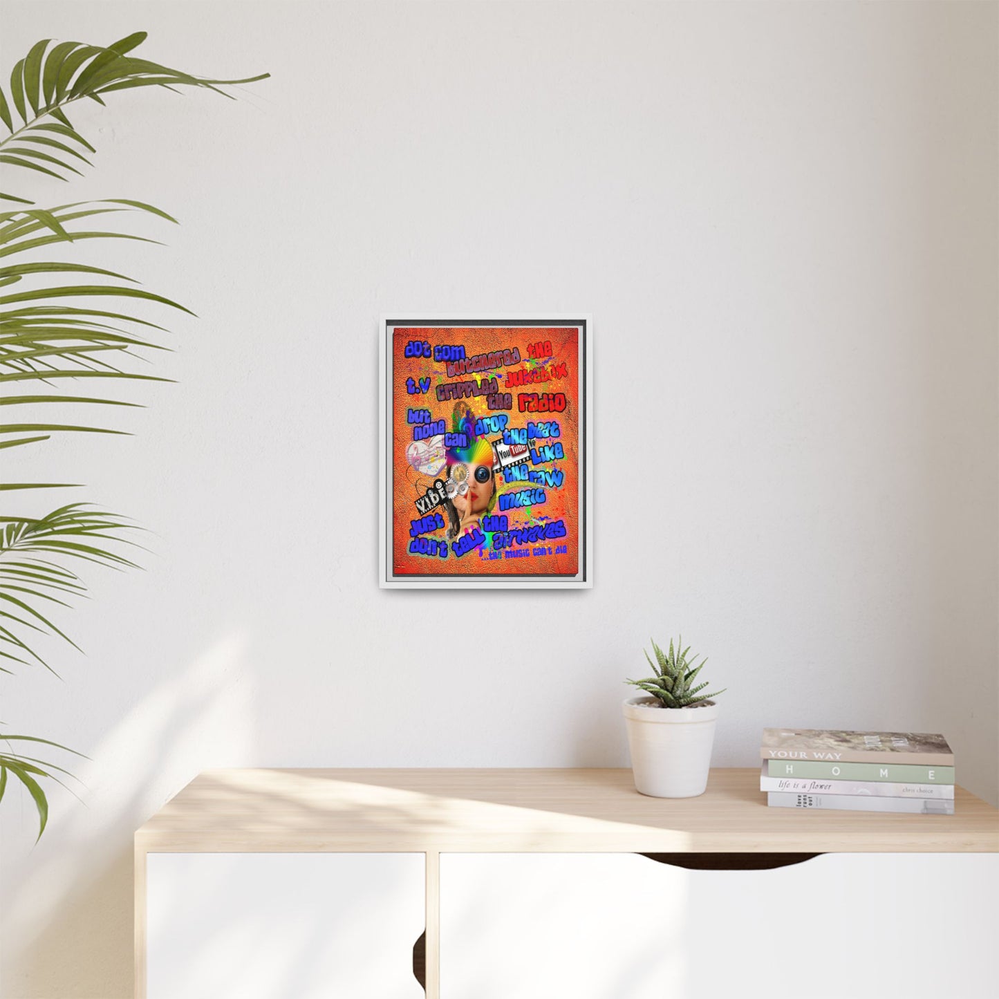drop the beat - framed canvas art (burnt orange)