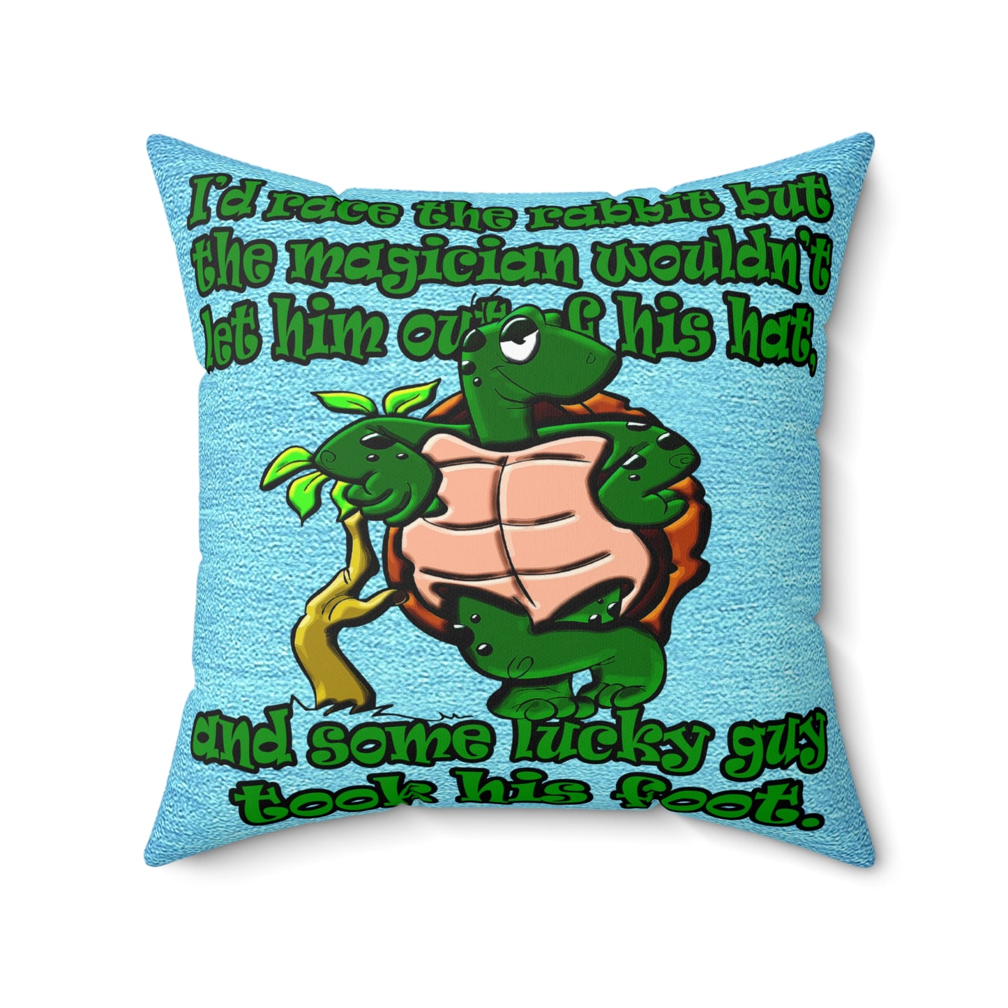 turtle race - Spun Polyester Square Pillow - (faded dark blue)