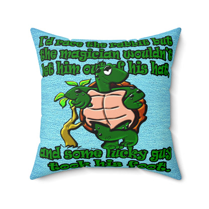 turtle race - Spun Polyester Square Pillow - (faded dark blue)