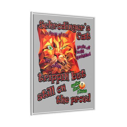 schrodinger's cat - framed canvas art (light grey)