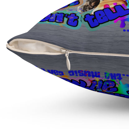 drop the beat - Spun Polyester Square Pillow - (brushed nickel)