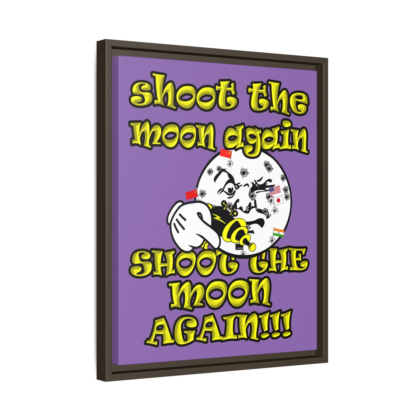 shoot the moon again - framed canvas art (light purple)