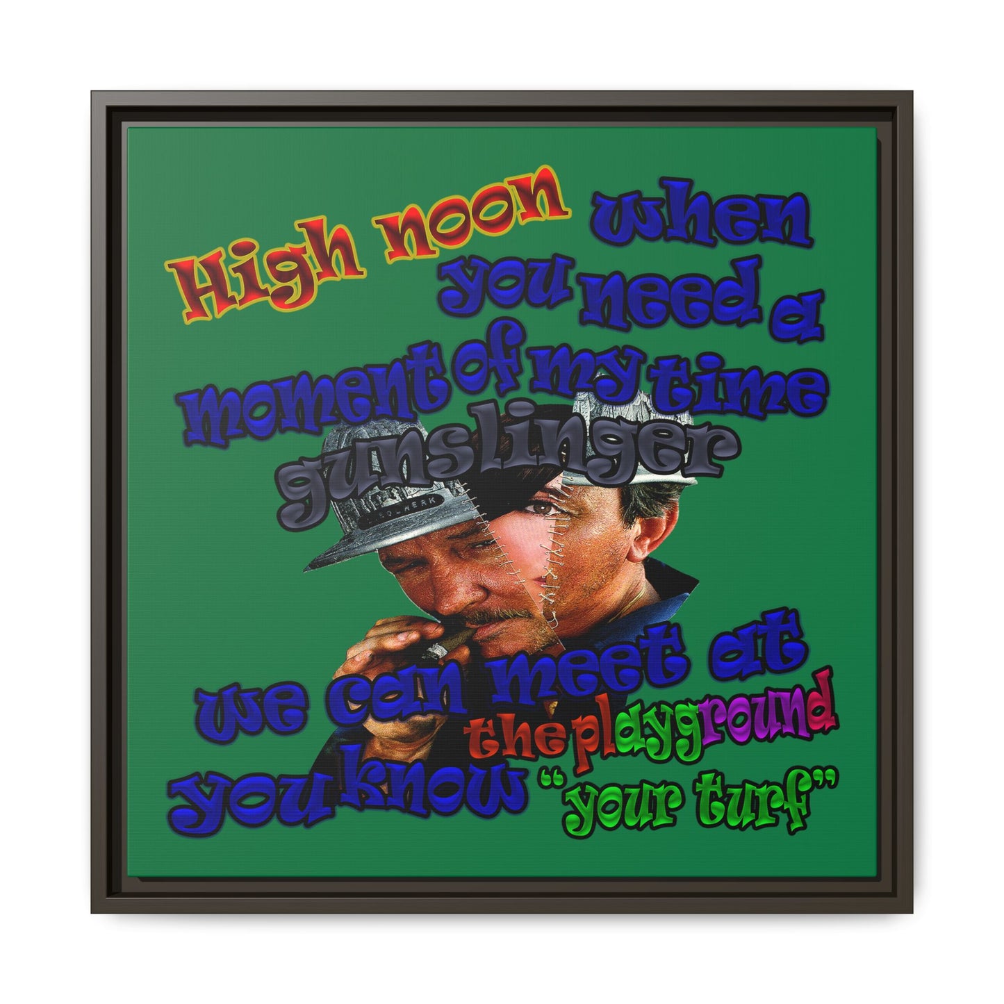 high noon - framed canvas art (dark green)
