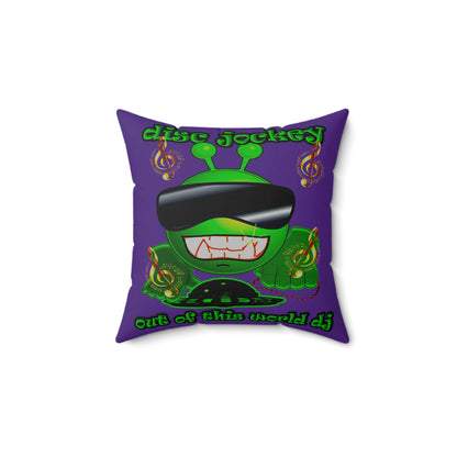 disc jockey - Spun Polyester Square Pillow - (purple)