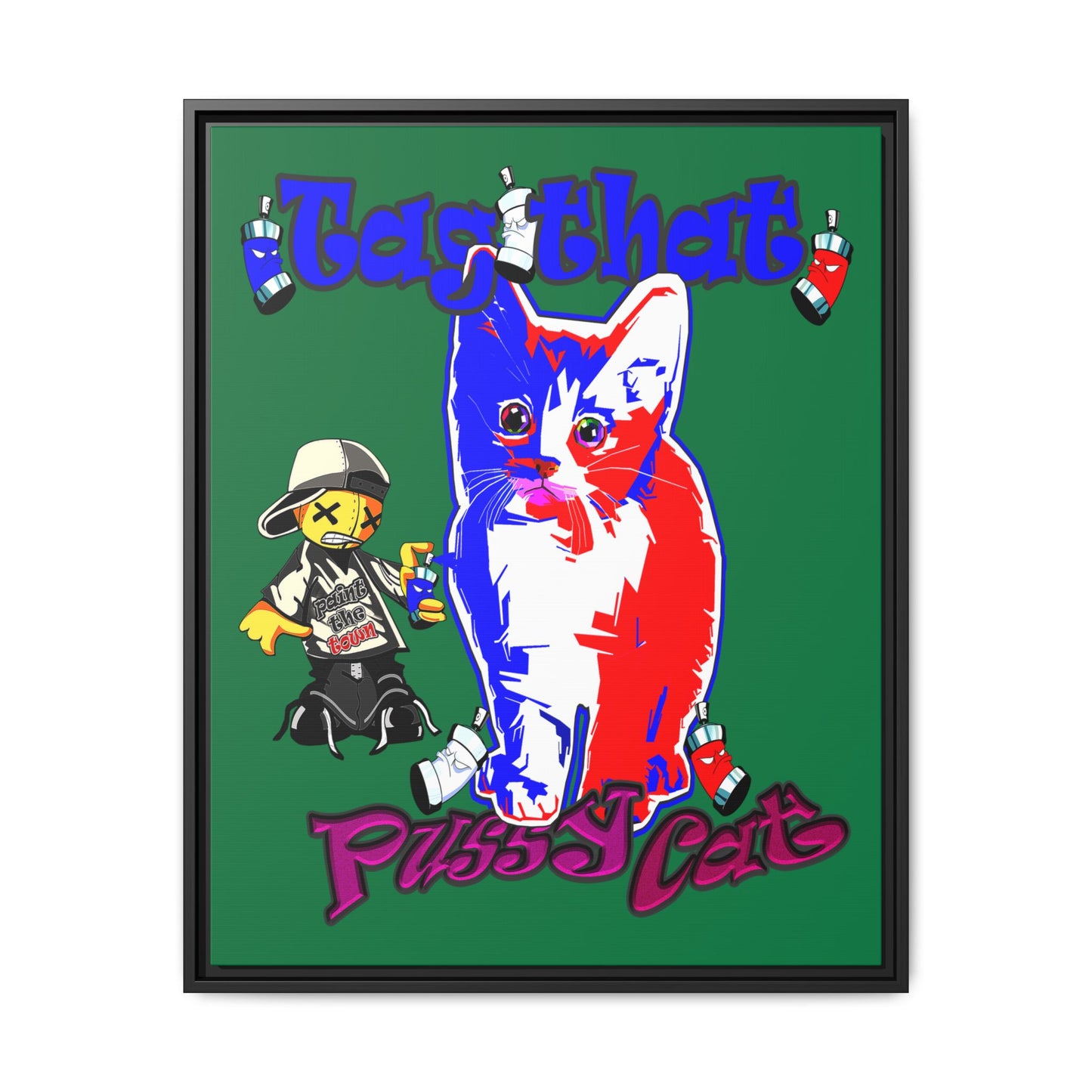 tag that - framed canvas art (dark green)