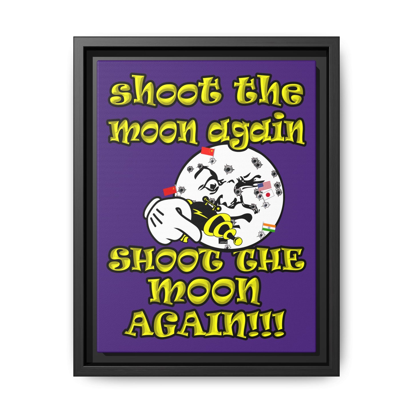 shoot the moon again - framed canvas art (purple)