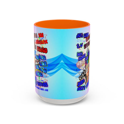 drop the beat - Accent Mug (light blue-pink wave)