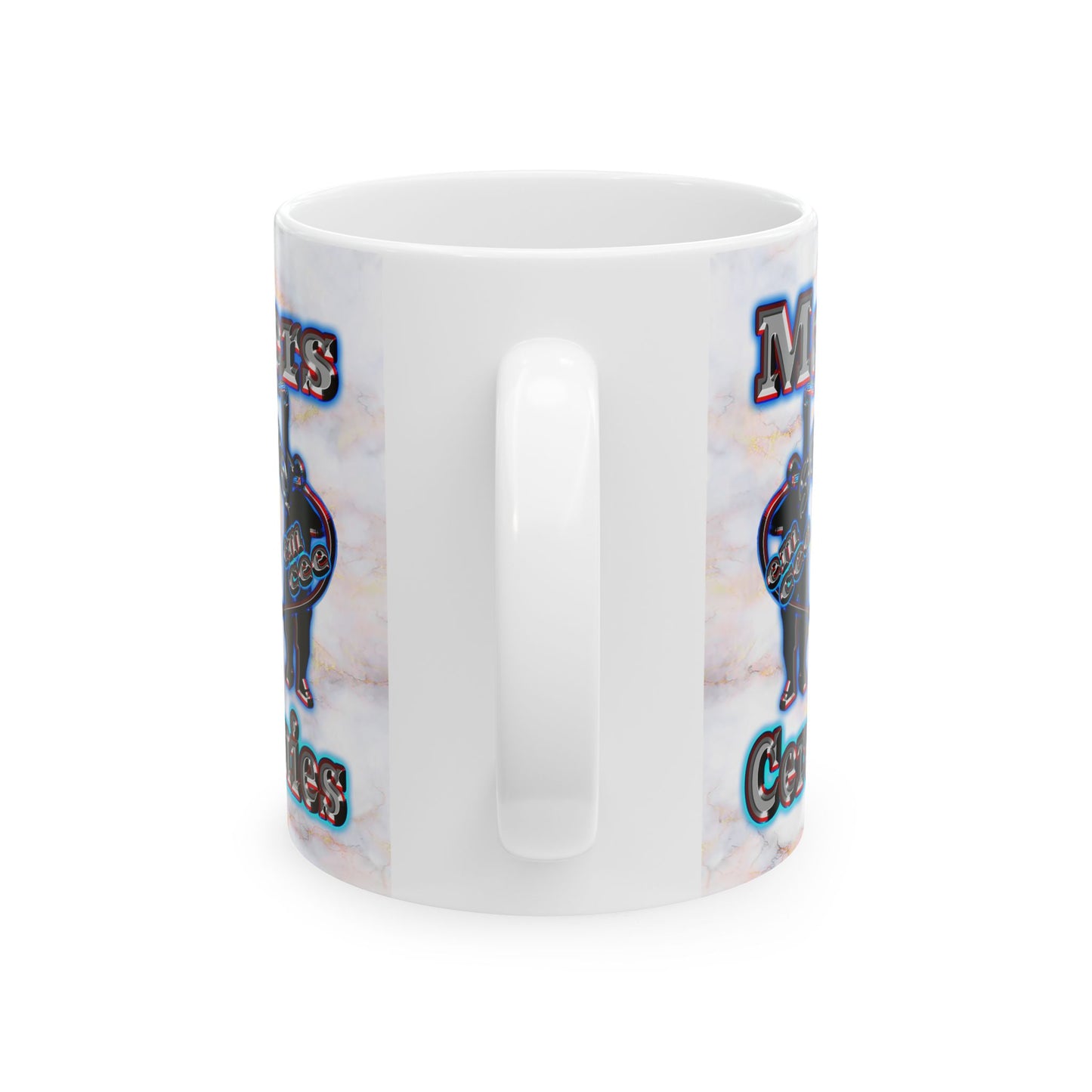 em cee squared - White Mug (white marble)