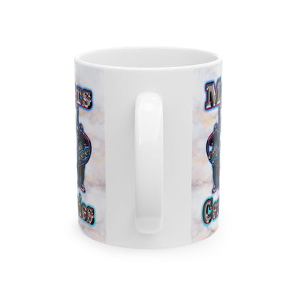 em cee squared - White Mug (white marble)