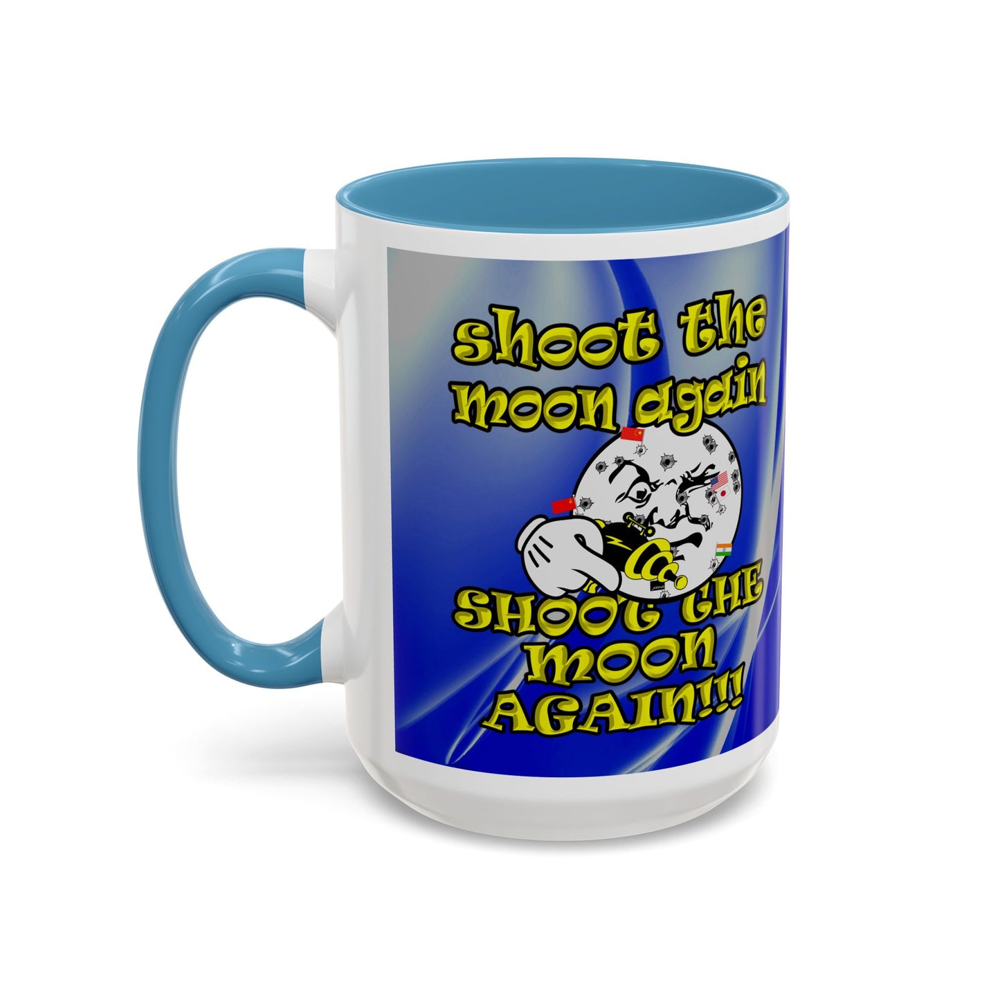 shoot the moon again - Accent Mug (blue-white wave)