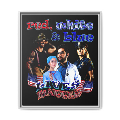 rw&b lives matter - framed canvas art (black)